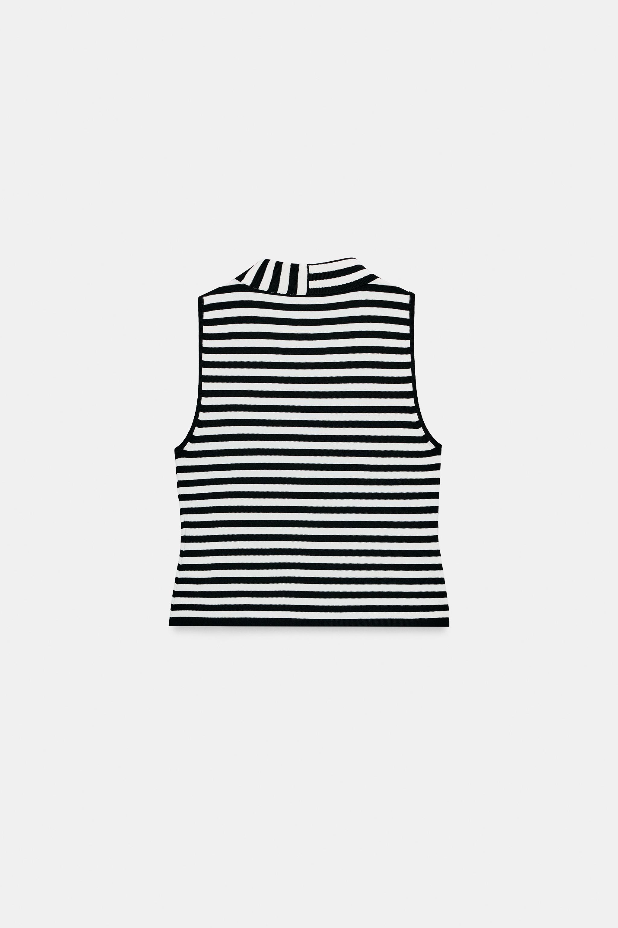 STRIPED KNIT TIE TOP
